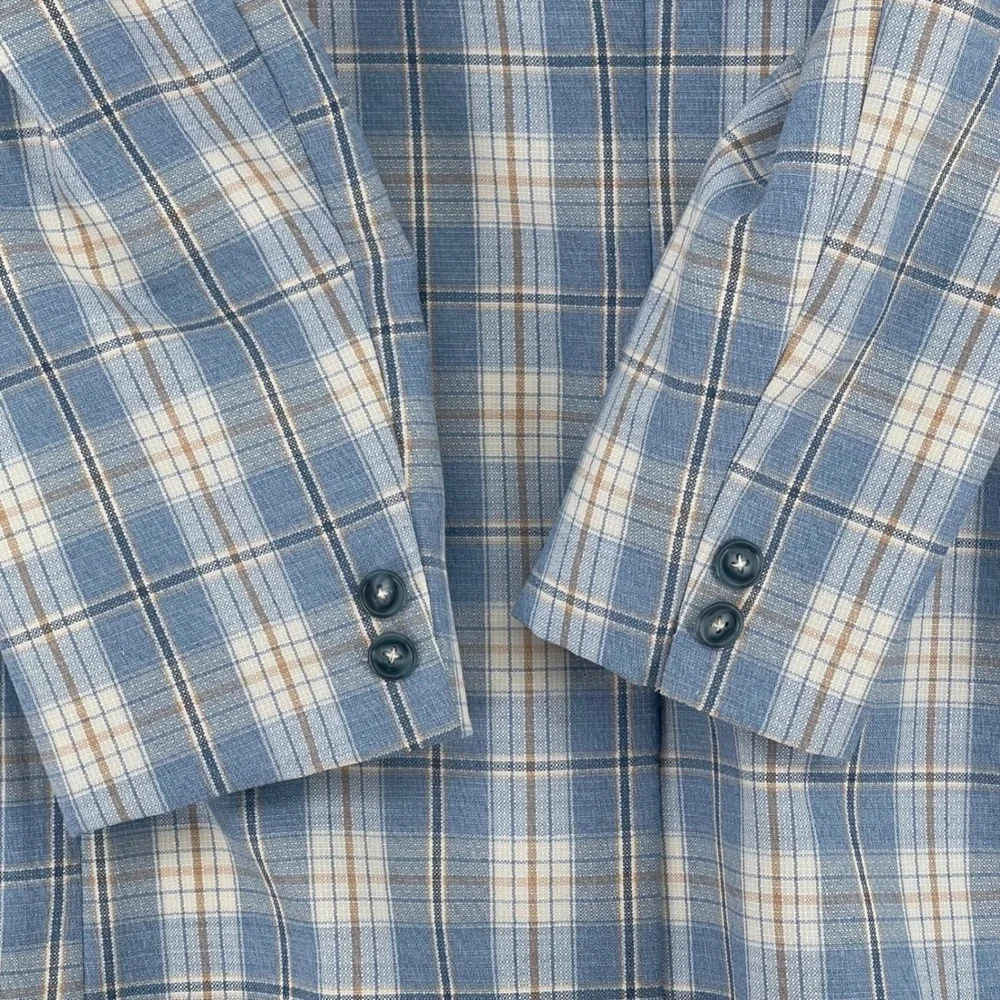 Kuppenheimer Designer Collection Mens Blue Plaid Vintage Sport Coat Blazer 42R